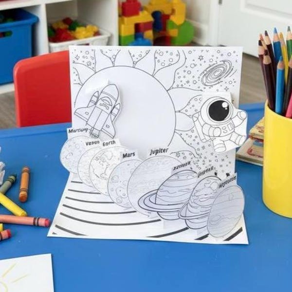 Artisanat pop-up 3D du système solaire - Activité de diorama dans l'espace pour enfants (téléchargement numérique)