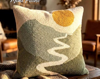 Sunset Boho Tufted Pillow Cover: Abstract Cotton Accent Cushion