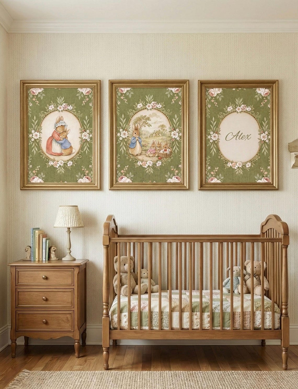 Personalized Nursery Wall Art Set of 3 Printable | Vintage Peter Rabbit ...
