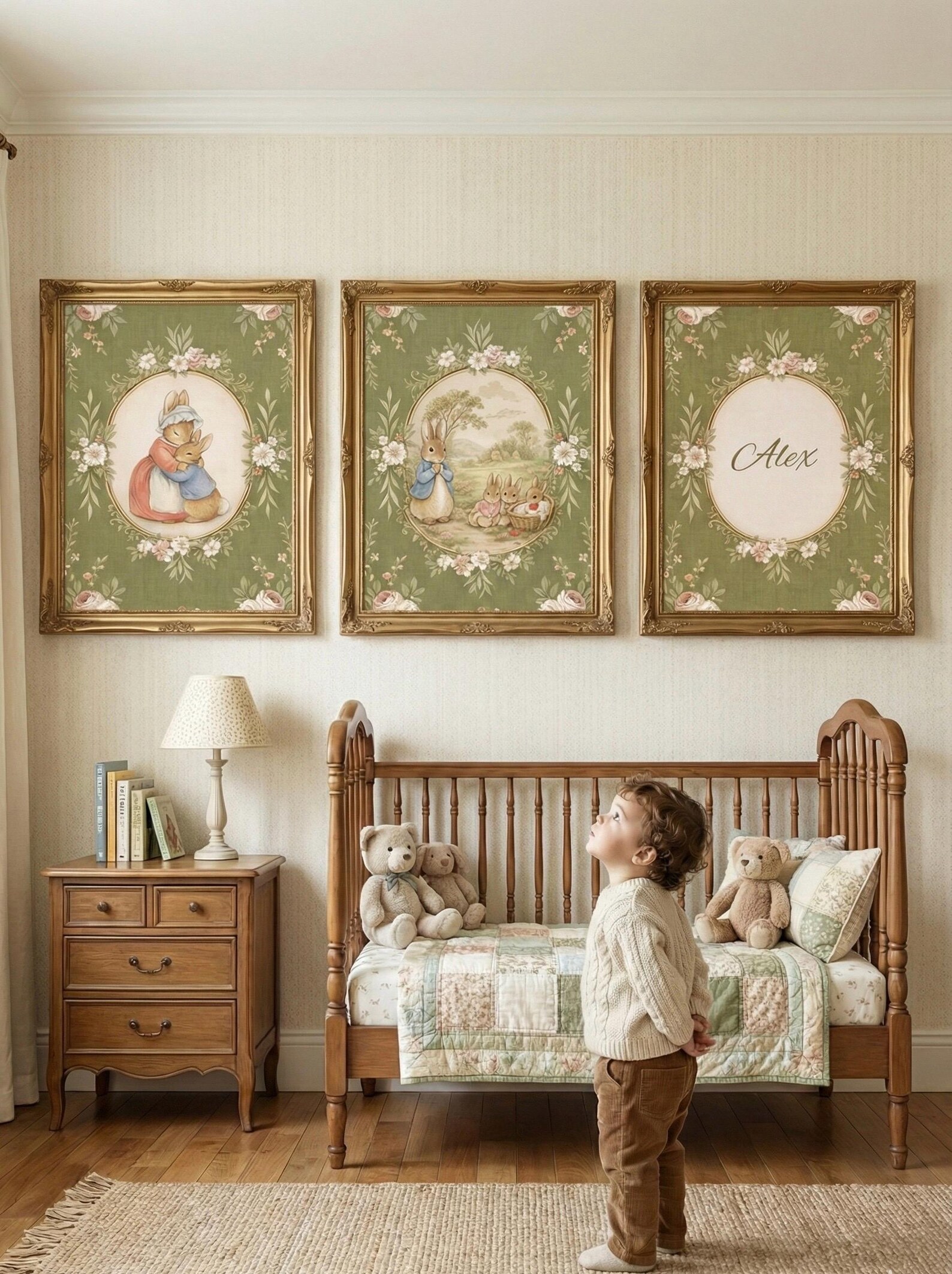 Personalized Nursery Wall Art Set of 3 Printable | Vintage Peter Rabbit ...