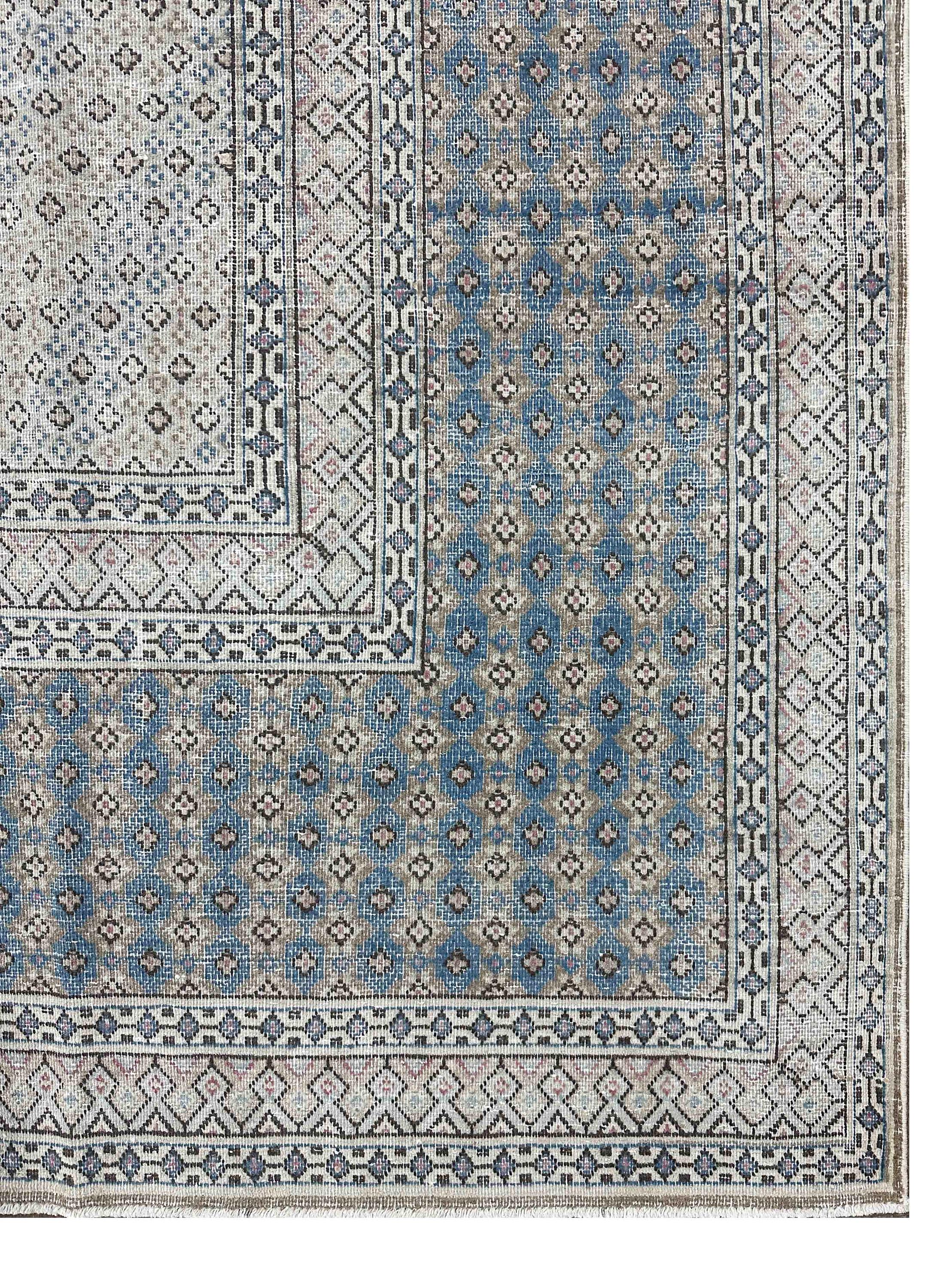 9.3x12.7 Ft Vintage Kirman Whitewash Carpet, Handwoven Wool Rug Gray ...