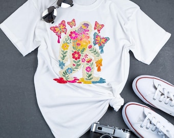 Colección Floral Yeti, Arte de Mariposas en Acuarela, Ropa con Naturaleza Pintada, Regalo Caprichoso de Criptidos, Decoración para Amantes del Arte