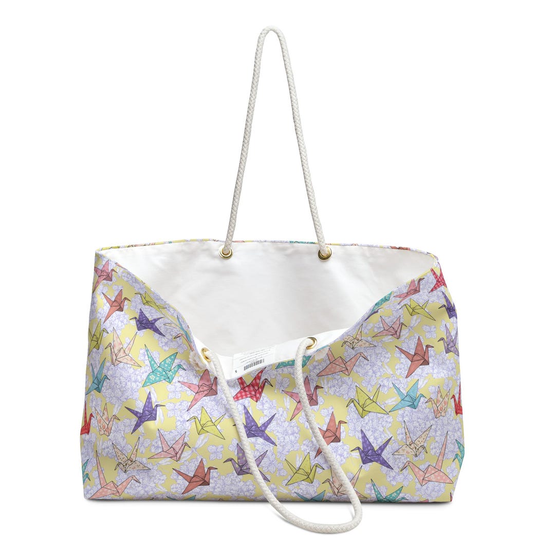 Colorful Origami Birds Weekender Bag | Travel Tote, Rope Handles - Etsy