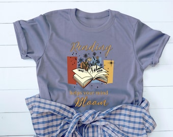 Camiseta «Leer ayuda a que tu mente florezca» / Diseño floral de libro abierto