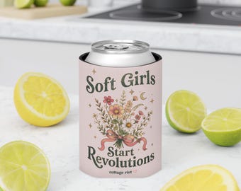 Enfriador de latas Soft Girls Start Revolutions / Vajilla con diseño de ramo floral estilo cottagecore