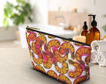 Neceser con estampado de camarones / Bolsa de cosméticos con base en forma de T