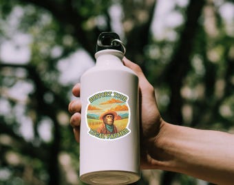 Pegatina Yeti Farmer, Vinilo decorativo rústico con diseño de puesta de sol, Arte para exteriores con un toque original