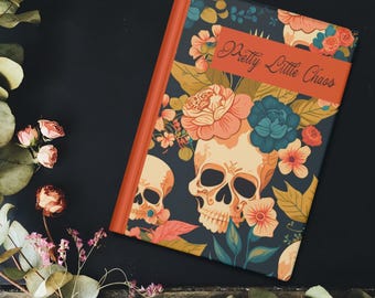 Cuaderno de tapa dura con estampado de calaveras florales / Cuaderno inspirado en el Día de Muertos