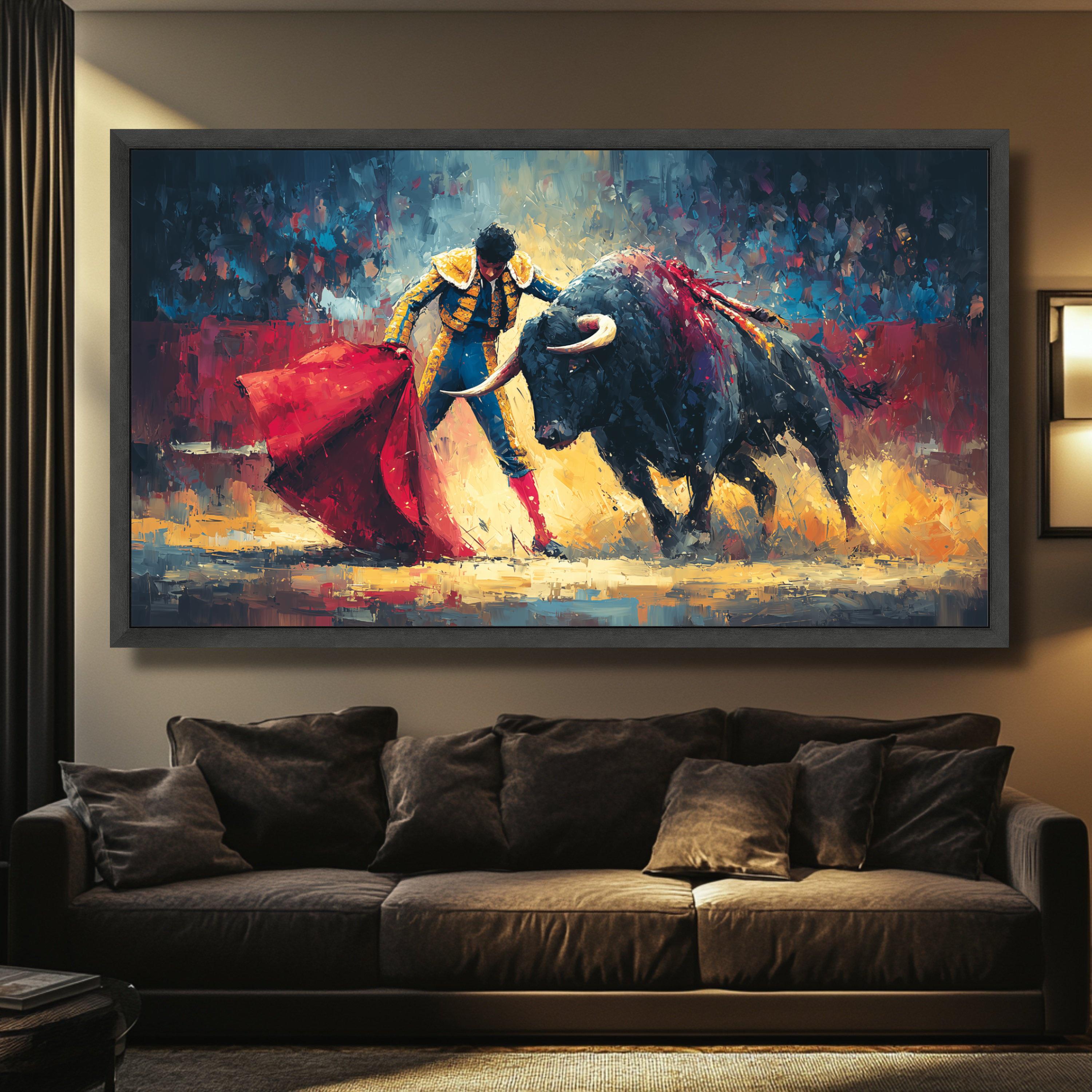 Vibrant Bullfighter Canvas, Spanish Matador Wall Art, Abstract ...