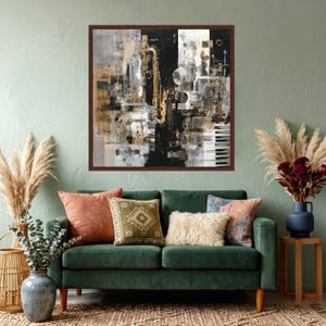 Abstract Jazz Instrument Canvas, Saxophone and Piano Wall Art, Music Themed Canvas Decor, Modern Artistic Melody Print, Home Music Room image 7