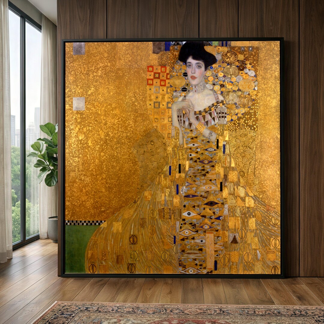 Gustav Klimt Portrait Canvas Wall Art, Golden Lady Decorative Painting ...