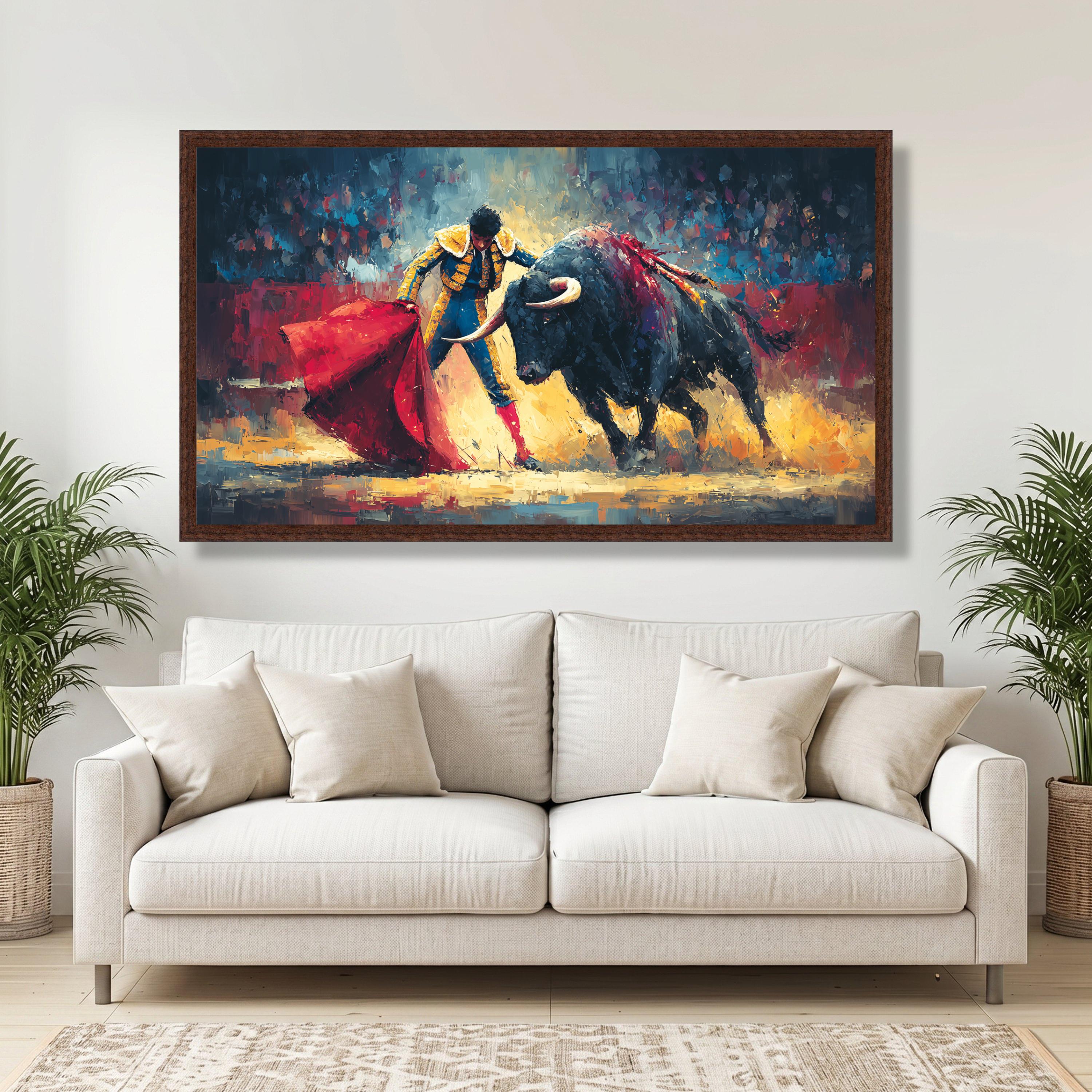 Vibrant Bullfighter Canvas, Spanish Matador Wall Art, Abstract ...