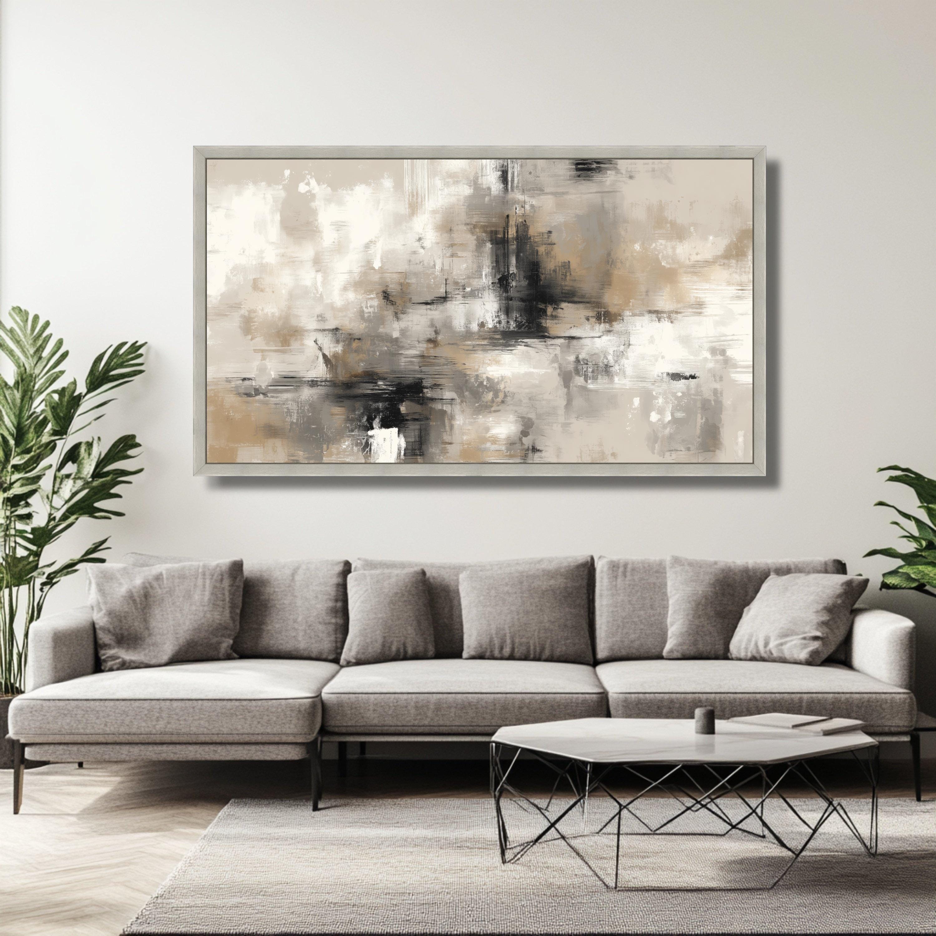 Neutral Tones Abstract Canvas Wall Art, Modern Painting, Beige Gray ...