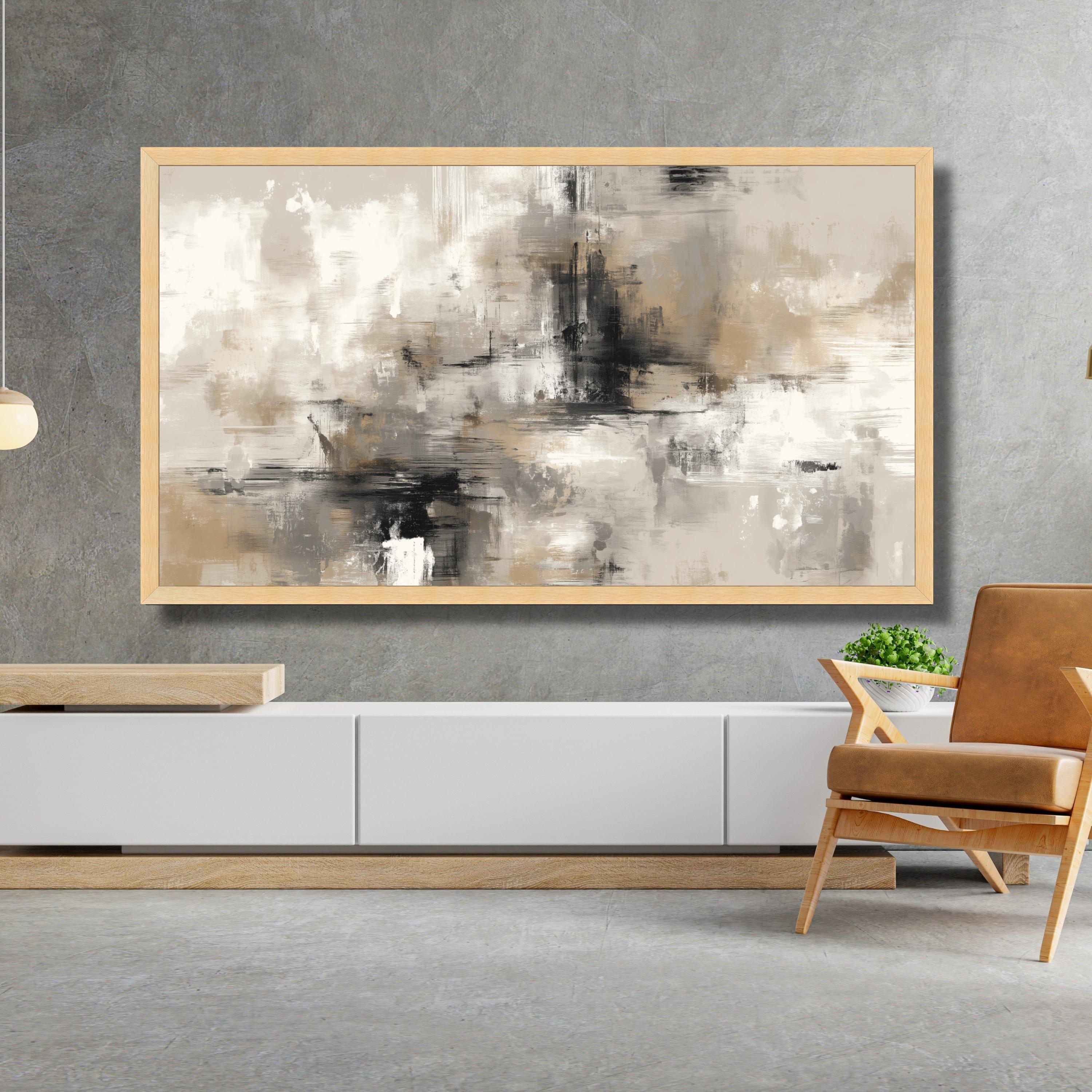 Neutral Tones Abstract Canvas Wall Art, Modern Painting, Beige Gray ...