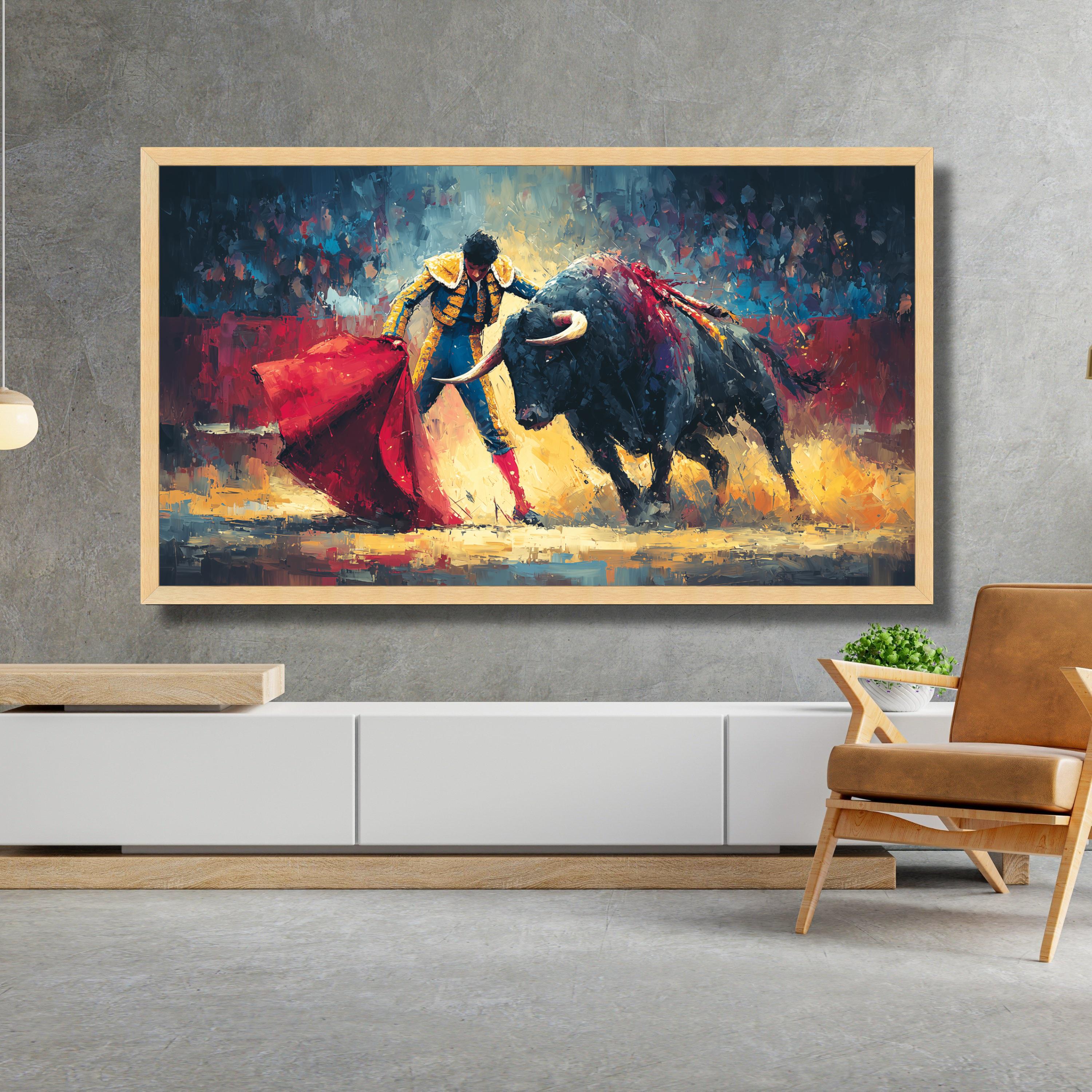 Vibrant Bullfighter Canvas, Spanish Matador Wall Art, Abstract ...