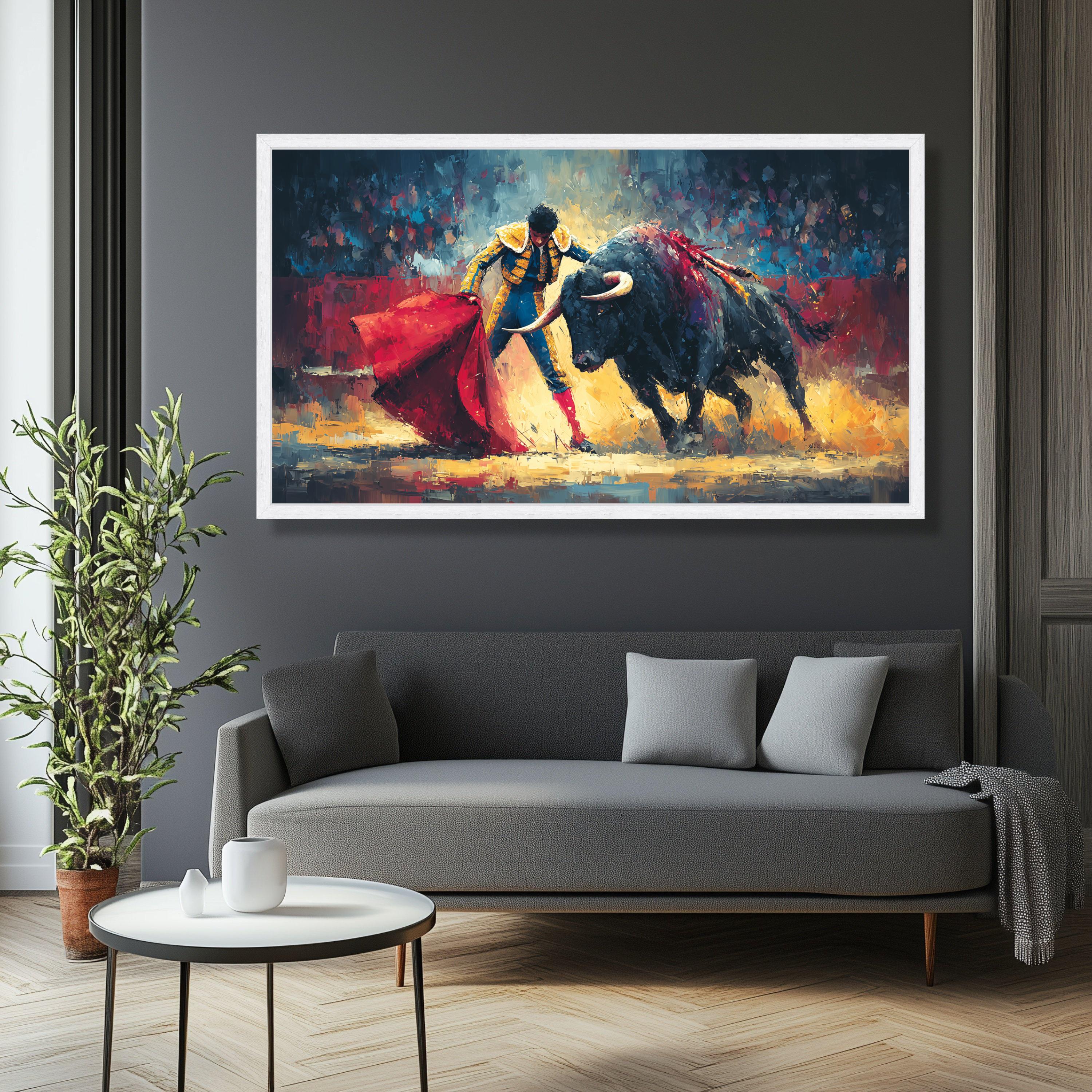 Vibrant Bullfighter Canvas, Spanish Matador Wall Art, Abstract ...