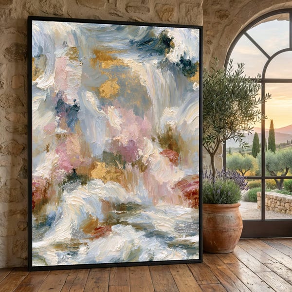 Soft Pastel Abstract Canvas, Elegant Wall Art, Neutral Tones Decor, Modern Home Canvas, Subtle Colorful Artwork for Living Room