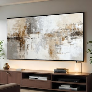 Neutral Tones Abstract Canvas, Modern Wall Art, Beige Grey Brown Painting, Contemporary Canvas Decor, Large Abstract Artwork