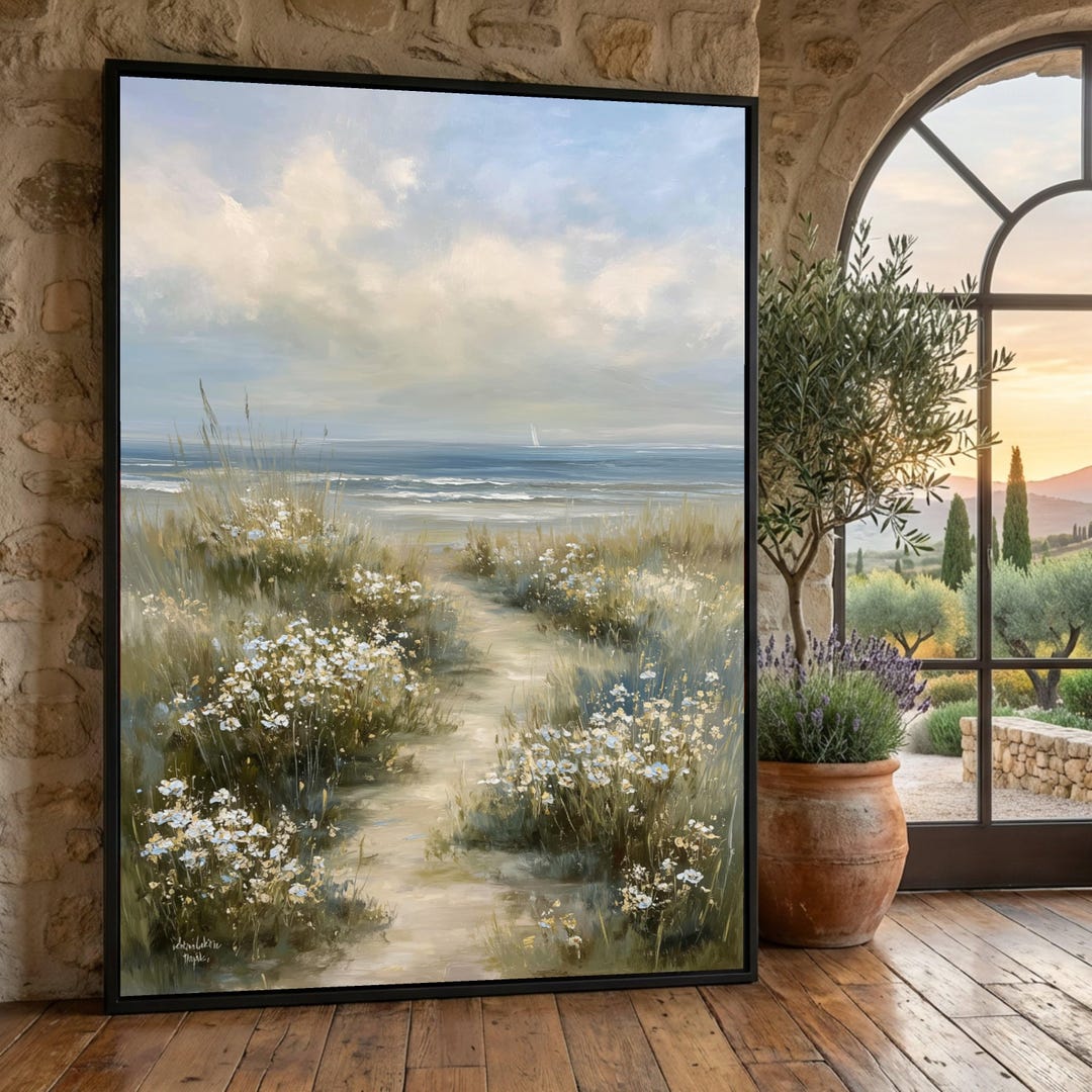 Coastal Pathway Canvas, Beach Dunes Wall Art, Ocean View Canvas ...