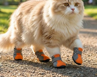 4PCs Breathable Mesh Strap Dog Boots | Lightweight Paw Protectors For Pets | Non Slip Cat Shoes