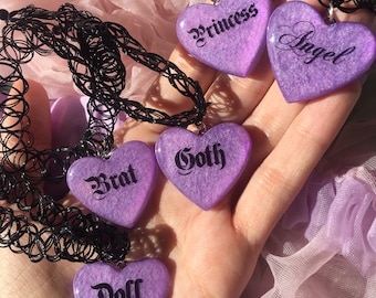 Choker Tattoo Necklace Purple 90s Y2K