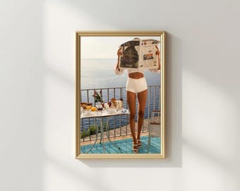 Woman Reading Newspaper Print | Fashion Magazine Art | Old Money Aesthetic | Vintage Print | Digital Download