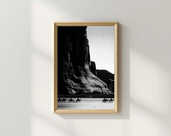 Vintage Desert Print | Cowboy Poster | Canyon de Chelly | Black and White Wall Art | Vintage Print | Digital Download