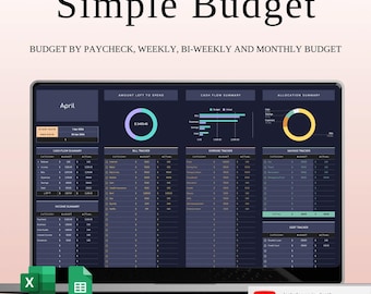 Budget Planner Excel Google Sheets Budget Spreadsheet Monthly Paycheck Budget Tracker Weekly Expense Budgeting Finance Spreadsheet Dark Mode