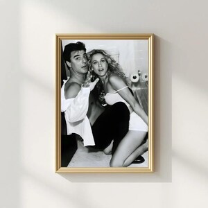 Carrie and Mr big | Black and White | Wall decor | Bathroom Art | Digital Download
