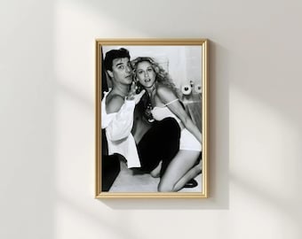 Carrie y Mr. Big / Blanco y negro / Decoración de pared / Arte de baño / Descarga digital
