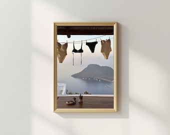 Lámina colgante de bikini / Lámina minimalista / Póster de verano con vista al mar / Lámina vintage / Descarga digital