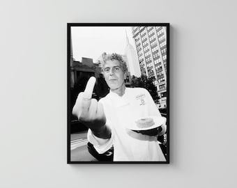 Anthony Bourdain / Impresión fotográfica vintage / Arte mural de cocina / Decoración de pared / Descarga digital