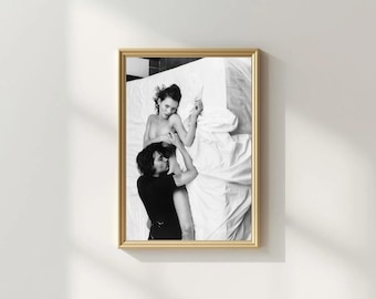 Impresión de Kate Moss y Johnny Depp / Arte mural en blanco y negro / Impresión vintage / Descarga digital