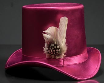 Sombrero de copa Steampunk con plumas / Sombrero de disfraz de Sombrerero Loco gótico / Accesorio de festival hecho a mano