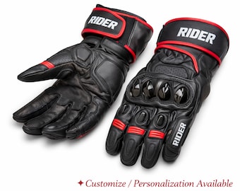 Custom Leather Motorcycle Gloves for Men – Armored Riding Gloves with Knuckle Protection