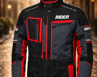 Men's Armored Motorcycle Jacket | Waterproof Textile Biker Riding Gear