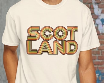 Unisex Scotland Top,Scotland Logo Item,70s Striped Shirt,Minimalist Typography T Shirt Design,Football Casuals,Comfort Colors Graphic Tee