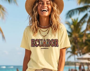Ecuador Shirt,Otavalo Traditional Woven Pattern Stye Ecuador Logo And Andes Mountains Chimborazo Silhouette Unisex Tee,Comfort Colors® 1717