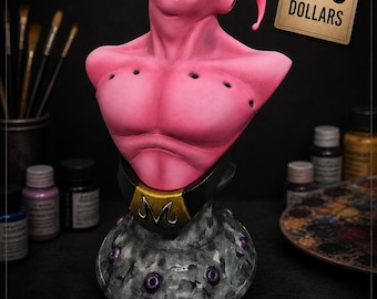 Majin Buu Bust – Hand Painted Dragon Ball Z Resin Statue – UV Reactive Handmade Collectible