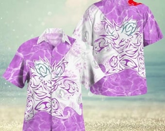 Nidoking Pokeball Hawaiian Shirt, Nidoking Pikachu Hawaiian Tee, PKM Aloha Beach Shirt, Anime Monster Pokeball Tee, Pokeball Beach Outfit