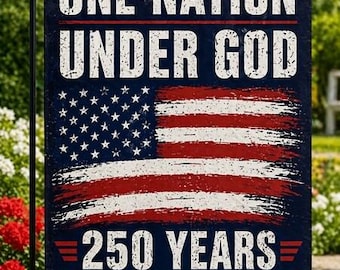 One Nation Under God Garden Flag, Patriotic USA Decor, USA God Bless America Flag, 1776-2026 Decor Christian Patriotic 4th Of July Gift
