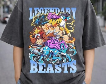 The Legendary Beasts Pokeball Shirt, Cartoon Raikou Entei Suicune Shirt, Poke Movie Fans Shirt, Anime Monsters Tee, Pokeball Gift For Him