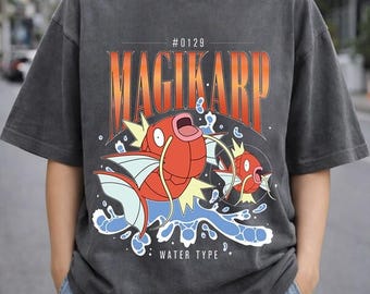 Magikarp Pokeball Bootleg Shirt, Vintage Homage Pikachu Magikarp Shirt, Magikarp Gyarados Pikachu Pokeball Shirt, Anime Monster Birthday Tee