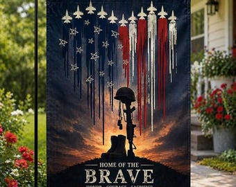 Home Of The Brave 250th Anniversary Patriotic Banner, 250 Years Freedom Garden Flag, 1776–2026 Patriotic Eagle House Flag, 4th July Gif