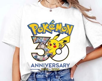 PKM 30th Anniversary Shirt, Pokeball 30 Birthday Shirt, Pikachu Charmander Bulbasaur Tee, Pokeball 30 Years Shirt, Anime Family Matching Tee