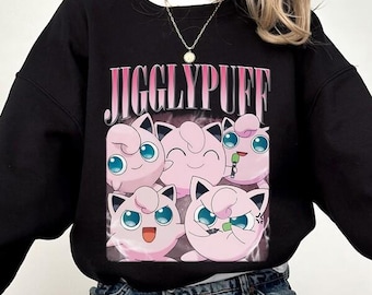 Jigglypuff Pokeball Bootleg Shirt, Vintage Homage Pikachu Jigglypuff Shirt, Jigglypuff Pokeball Birthday Shirt, Anime Monster Birthday Tee