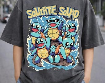 Squirtle Squad Pokeball Shirt, Squirtle Lover Tee, Retro Poke Squirtle Shirt, Poke Movie Shirt, Anime Monsters Tee, Poke Birthday Tee Gift