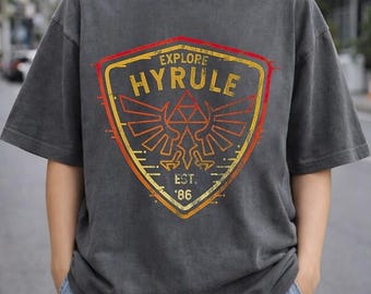 Legend Of The Zelda Shirt, Zelda Explore Hyrule Patch Est 86 T-Shirt, Legend Of The Zelda Inspired Shirt, Video Game Shirt, Gaming Tee Gift