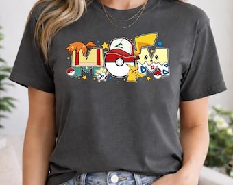 Custom Pokeball Pikachu Mom Shirt, Pokeball Mother's Day Tee, PKM Pikachu Togepi Mommy Shirt, Anime Family Matching Tee, Mother's Day Gift