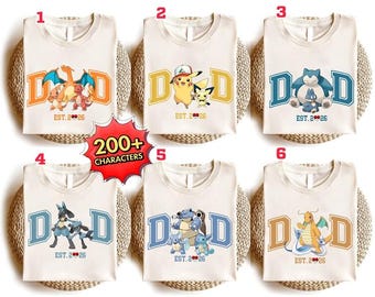 Custom PokeDad Father's Day Shirt, PokeDad PokeMom Shirt, Personalized Pikachu Charizard Dad Shirt, Gift For Dad Family Matching Shirt